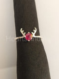 0.4ct Round Cut Simulated Ruby Dear Design Engagement Ring 14k White Gold Plated