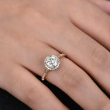 2ct Round Cut Diamond Engagement Ring 14k YellowGold Finish Halo Solitaire Women