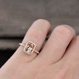 2ct Engagement Ring Oval Cut Peach Morganite Round Accent Halo 14k RoseGold Over