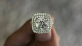 3.4ct Round Cut VVS1 Diamond Double Halo Engagement Ring 14k White Gold Finish