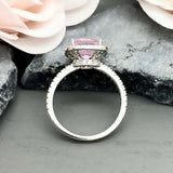 2.4ct Cushion Cut Pink Sapphire Round Diamond Halo Ring 14k White Gold Finish