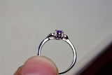 0.25ct Engagement Ring Oval Cut Amethyst Minimalist Trilogy 14k White Gold Over