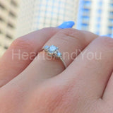 0.5ct Round Cut Moissanite Trilogy Minimalist Women Ring 14k White Gold Plated