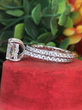 2ct Cushion Cut Simulated Diamond Bridal Set Full Eternity 14k White Gold Plated