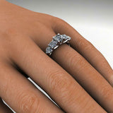 5 Stone Anniversary Wedding Ring Band 2ct Round Cut Diamond 14k WhiteGold Finish