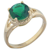 2.3ct Engagement Ring Round Cut Green Emerald Split Shank 14k Yellow Gold Finish