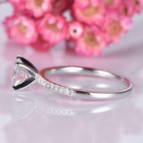 1.6ct Round Cut Diamond 4 Prong Solitaire with Accents Ring 18k White Gold Over