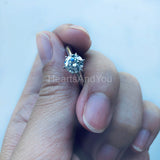 0.45ct Round Cut Moissanite Solitaire Women Engagement Ring 14k WhiteGold Plated