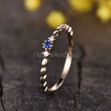 0.3ct Round Cut Simulated Sapphire Trilogy Engagement Ring 14k Rose Gold Plated