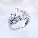 4Ct Marquise Cut Diamond Unique Art Deco Engagement Ring 14K White Gold Finish