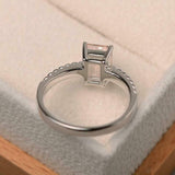 1ct Engagement Ring Emerald Cut Morganite Braided Solitaire 14k WhiteGold Finish