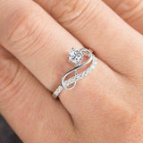 2.1ct Round Cut Diamond Engagement Ring 14k White Gold Finish Stackable Infinity