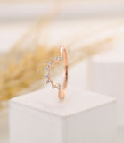 0.15ct Round Cut Moissanite Curved Minimalist Wedding Band 14k Rose Gold Plated