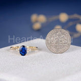 0.5ct Oval Cut Simulated Sapphire Petite Engagement Ring 14k Yellow Gold Plated