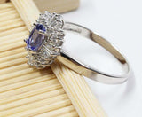 2.3ct Engagement Ring Oval Cut Tanzanite Diamond Ballerina 14k White Gold Finish