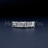 0.5ct Asscher Simulated Diamond Five Stone Wedding Band 14k White Gold Plated
