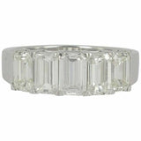 5ct Emerald Cut VVS1D Diamond Wedding Band Five Stone Women 14k WhiteGold Finish