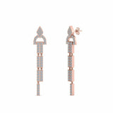 2ct Round Cut VVS1 Diamond Vertical Bar Drop Earrings Women 14k Rose Gold Finish