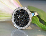 5Ct Round Black & White Diamond Disc Cluster Cocktail Ring 14K White Gold Finish