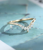 0.3ct Round Cut Simulated Diamond Crown Wedding Band 14k Yellow Gold Plated