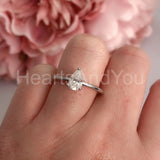 0.2ct Pear Cut Simulated Diamond Solitaire Engagement Ring 14k White Gold Plated