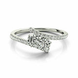 3.5ct Round Cut Diamond Two Stone Solitaire Engagement Ring 14K White Gold Over