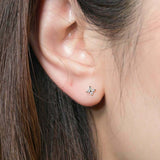 0.5ct Round Cut VVS1D Diamond Clover Floral Stud Earrings 14k White Gold Finish