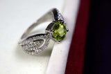 2.4ct Engagement Ring Round Cut Green Peridot Split Shank 14k White Gold Finish