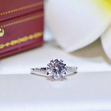 1.5ct Round Cut Diamond Accent Solitaire Engagement Ring 14k White Gold Finish
