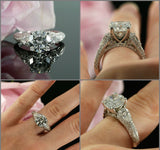 4ct Round Diamond Vintage Gatsby Princess Engagement Ring 14k White Gold Finish