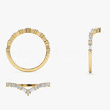0.5ct Baguette Cut Simulated Diamond Curved Chevron Band 14k Yellow Gold Plated
