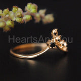 0.2ct Round Cut Moissanite Chevron Leaf Vine Stacking Ring 14K YellowGold Plated