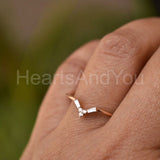 0.15ct Round Cut Moissanite Dainty Chevron Engagement Ring 14K YellowGold Plated