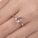 1.5ct Oval Cut Peach Morganite Engagement Ring Solitaire 14k Rose Gold Finish