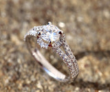 Split Shank Engagement Ring 1.4ct Round Cut VVS1D Diamond 14k White Gold Finish