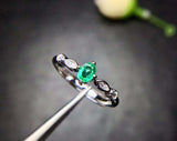 0.56ct Engagement Ring Oval Cut Green Emerald Minimalist 14k White Gold Finish