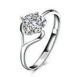 0.6ct Round Cut Diamond Engagement Ring 14k White Gold Finish Solitaire Split