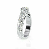 4Ct Round Cut Diamond Iced Cluster Shank Engagement Ring 14K White Gold Finish