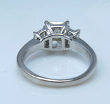 5Ct Radiant Cut Trilogy Engagement Ring 18K White Gold Finish Trapezoid Accents