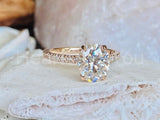 2.3ct Oval Simulated Diamond Solitaire with Accents Ring 14k Yellow Gold Plated