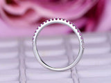 0.75ct Round Cut Pink Ruby Wedding Band Half Eternity 18k White Gold Finish