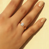 1Ct Round Cut Diamond Hexagon Shape Open Engagement Ring 14K Rose Gold Finish