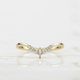 Curved Minimalist Wedding Band 0.3ct Marquise Cut Diamond 14k Yellow Gold Finish