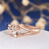 1ct Round Cut Simulated Morganite Dual Prong Split Band Ring 14k RoseGold Plated