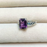 2.1ct Purple Amethyst Cut Cross Shank Solitaire Women Ring 14k White Gold Finish