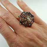 Spider Web Cocktail Engagement Ring 3ct Round Cut Diamond 14k Black Gold Finish