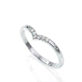 1ct Round Cut Diamond Wedding Band V Shaped Petite Curved 14k White Gold Finish