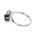 0.7ct Round Cut Blue Sapphire Engagement Ring Art Deco 14k White Gold Finish