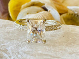 2.2ct Radiant Simulated Diamond Solitaire with Accents Ring 14k WhiteGold Plated