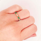 0.5ct Baguette Cut Simulated Emerald 3/4th Eternity Band 14k Yellow Gold Plated